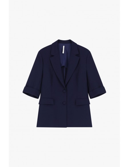 Blazer droit manches courtes col revers crantés – Imperial Femme