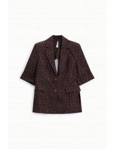Blazer manches courtes imprimé panthère – Imperial Femme