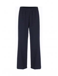 Pantalon palazzo taille élastiquée en crêpe marine – Imperial Femme