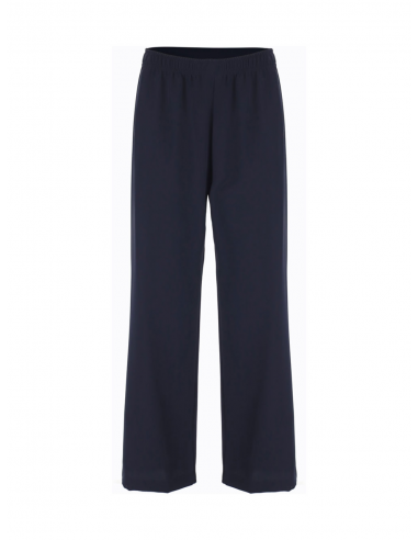 Pantalon palazzo taille élastiquée en crêpe marine – Imperial Femme
