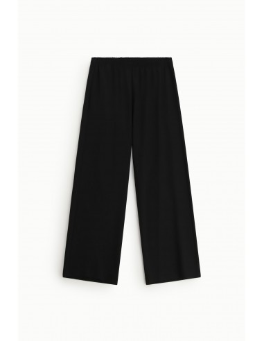 Pantalon palazzo taille élastiquée en crêpe noir – Imperial Femme