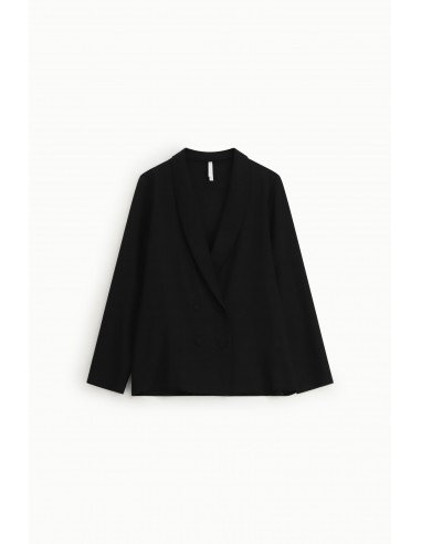 Blazer croisé col châle en crêpe infroissable noir – Imperial Femme