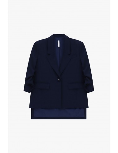 Blazer fluide manches froncées en crêpe diagonale bleu marine – Imperial Femme