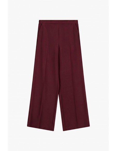 Pantalon palazzo fluide taille haute bordeaux – Imperial Femme