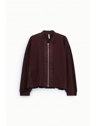 Bomber  bordeaux oversize col satin vue face – Imperial Femme