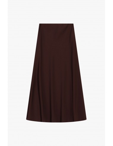 Jupe midi sirène bordeaux en crêpe satin – Imperial Femme