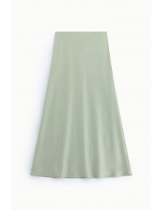 Jupe midi vert d'eau sirène en crêpe satin – Imperial Femme