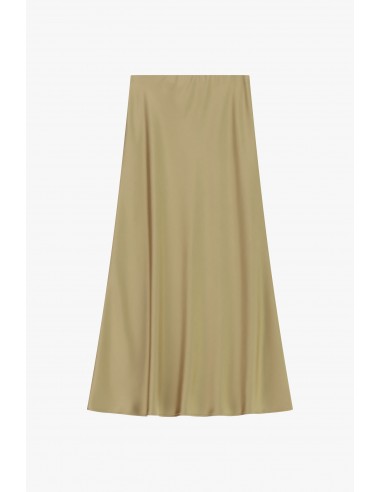Jupe midi sirène en crêpe satin beige– Imperial Femme