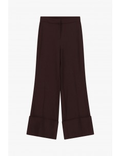 Pantalon palazzo bordeaux taille haute revers large – Imperial Femme