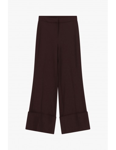 Pantalon palazzo bordeaux taille haute revers large – Imperial Femme