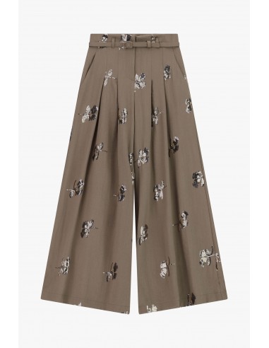 Pantalon palazzo taille haute piqué brodé sequins – Imperial Femme