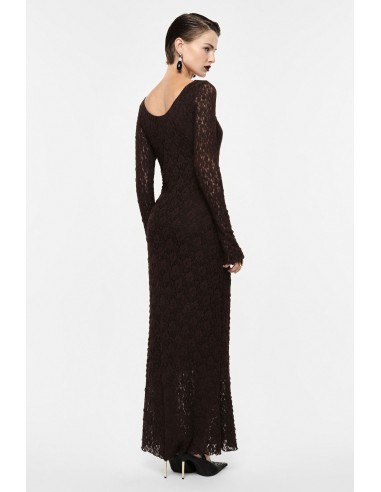 Robe longue dentelle marron manches longues Imperial.  vue dos