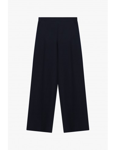 Pantalon palazzo taille montée en drap sergé bleu marine – Imperial Femme