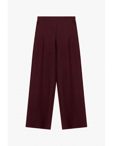 Pantalon palazzo taille montée en drap sergé bordeaux– Imperial Femme