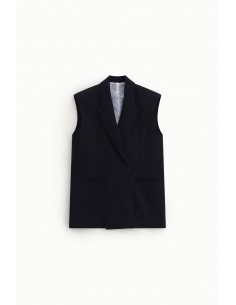 Gilet long sans manches bleu nuit drap serge Imperial Femme
