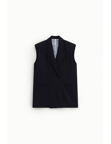 Gilet long sans manches bleu nuit drap serge Imperial Femme