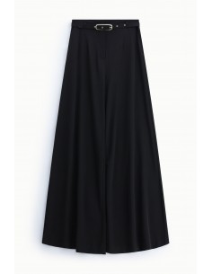 Pantalon palazzo noir taille haute ceinture métallique – Imperial Femme
