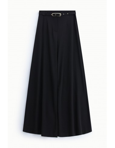 Pantalon palazzo noir taille haute ceinture métallique – Imperial Femme