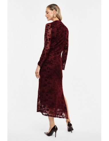 Robe longue drapee bordeaux velours devore Imperial Femme vue dos