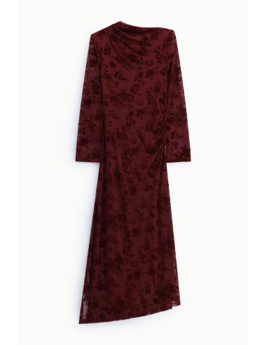 Robe longue drapee bordeaux velours devore Imperial Femme