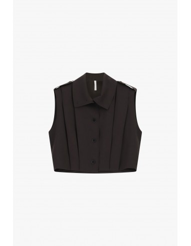 Veste marron sans manches oversize col montant – Imperial Femme