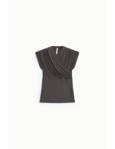 Top drapé encolure croisée en modal – Imperial Femme | Lyon