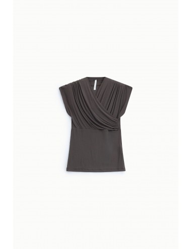 Top drapé encolure croisée en modal – Imperial Femme | Lyon