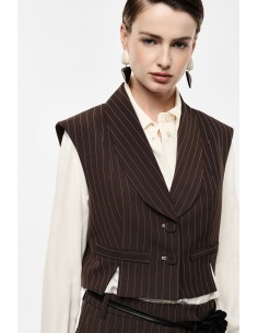 Detail col chale gilet raye Imperial Femme
