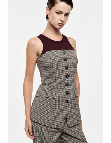 Bustier tailleur micro pied-de-poule boutons contrastes Imperial Femme vue de face
