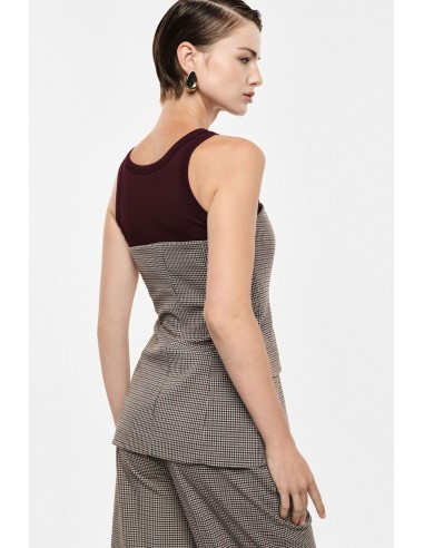 Bustier tailleur micro pied-de-poule boutons contrastes Imperial Femme vue de dos