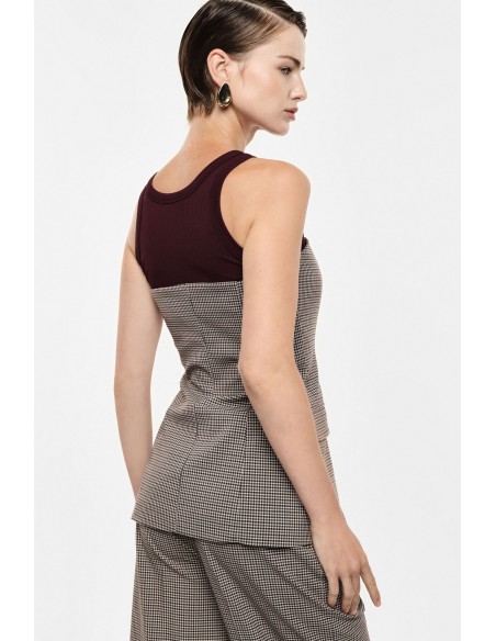Bustier tailleur micro pied-de-poule boutons contrastes Imperial Femme vue de dos