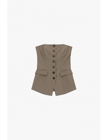 Bustier tailleur micro pied-de-poule boutons contrastes Imperial Femme