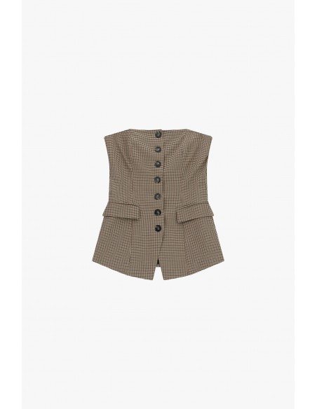 Bustier tailleur micro pied-de-poule boutons contrastes Imperial Femme