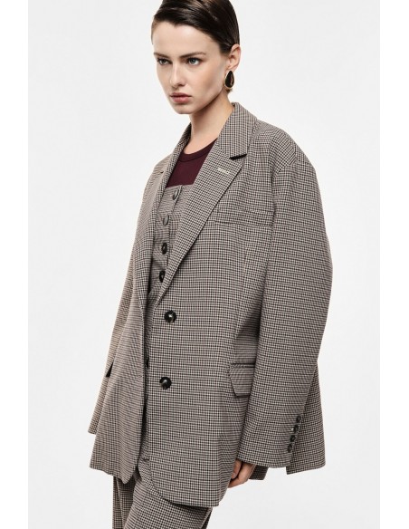 Blazer oversize micro pied-de-poule – Imperial Femme