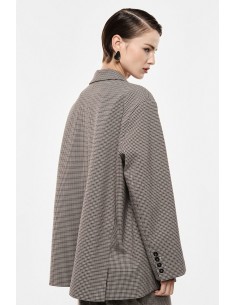 Blazer oversize pied-de-poule vue de dos boutons de manche Imperial Femme