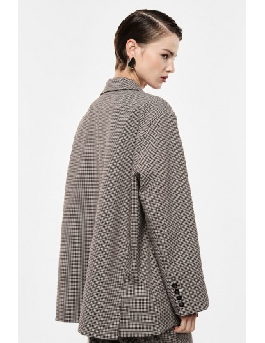 Blazer oversize pied-de-poule vue de dos boutons de manche Imperial Femme
