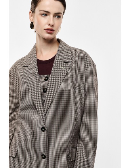 Detail col crante blazer oversize pied-de-poule Imperial Femme