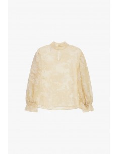 Blouse transparente jacquard floral ecru Imperial Femme
