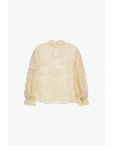 Blouse transparente jacquard floral ecru Imperial Femme