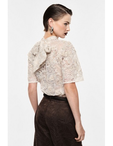 Top dentelle ecru vue de dos noeud noue Imperial Femme