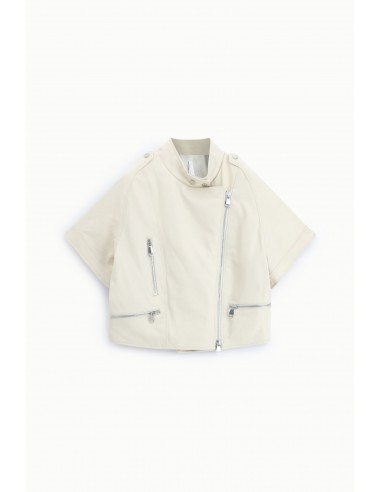 Blouson cuir ecru oversize col officier – Imperial Femme