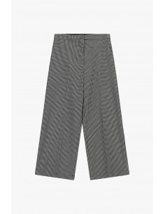 Pantalon large taille haute pied-de-poule noir et blanc – Imperial Femme