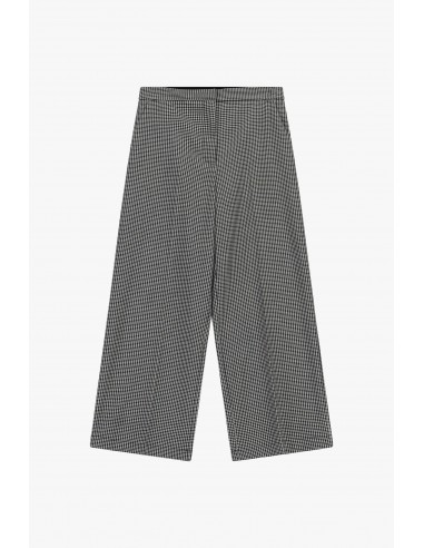 Pantalon large taille haute pied-de-poule noir et blanc – Imperial Femme