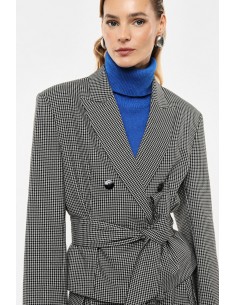 Detail ceinture a nouer blazer pied-de-poule Imperial Femme
