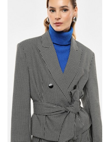 Detail ceinture a nouer blazer pied-de-poule Imperial Femme