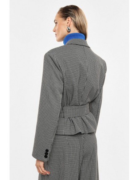Blazer croise pied-de-poule vue de dos basques froncees Imperial Femme