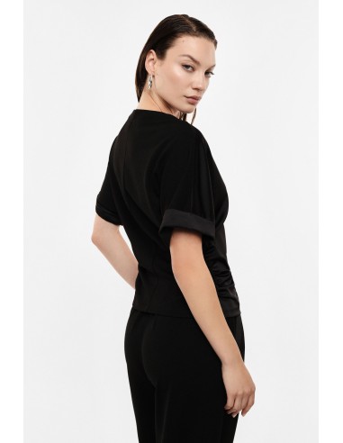 T-shirt col V satin noir Imperial Femme - vue de dos