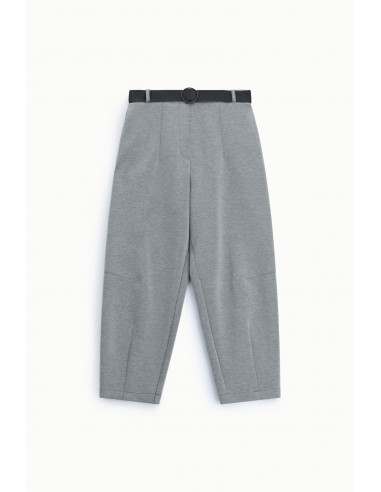 Pantalon balloon ceinture point de Milan gris chiné Imperial Femme - taille montee et sangle