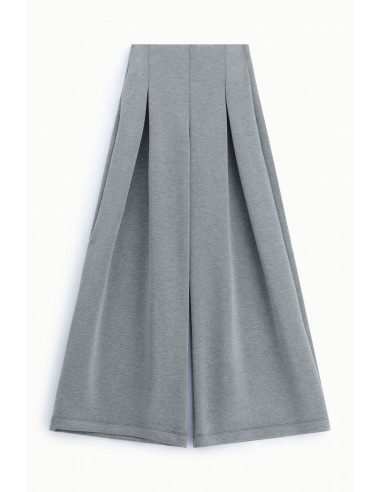 Pantalon palazzo point de Milan gris chine Imperial Femme - taille haute elastiquee