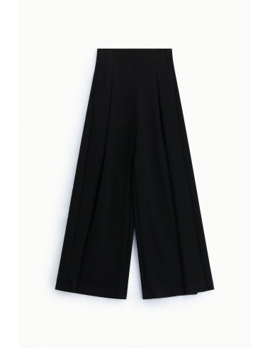 Pantalon palazzo point de Milan noir Imperial Femme - taille haute elastiquee